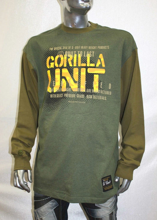 Men's G Unit Olive Long Sleeve Heavy Weight Tee Shirt