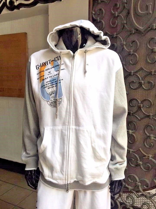 Men's White/ Heather Grey Hoodie by G Unit