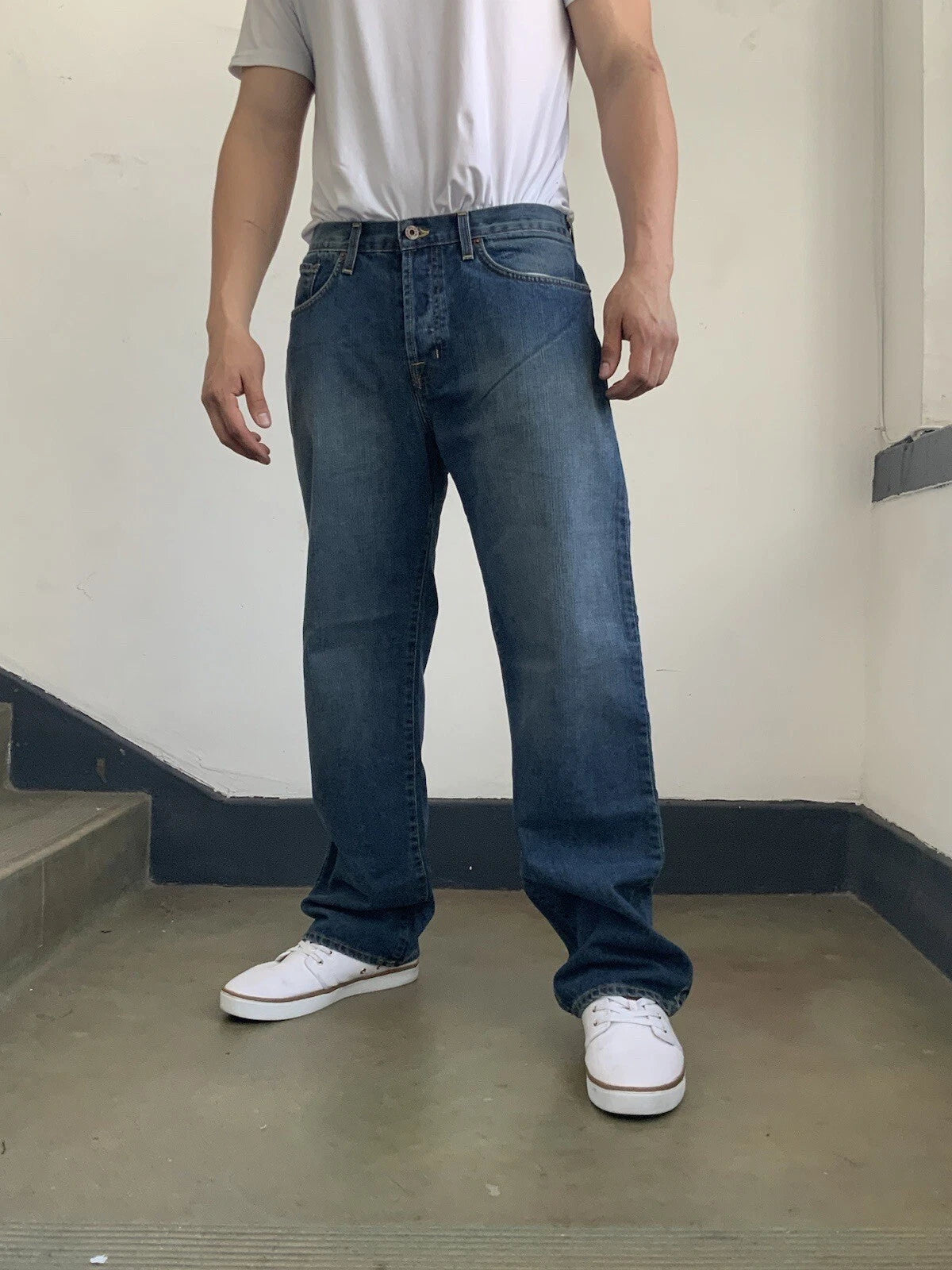 Men's VonDutch Blue | Yellow Signature Pockets Button Fly Jeans