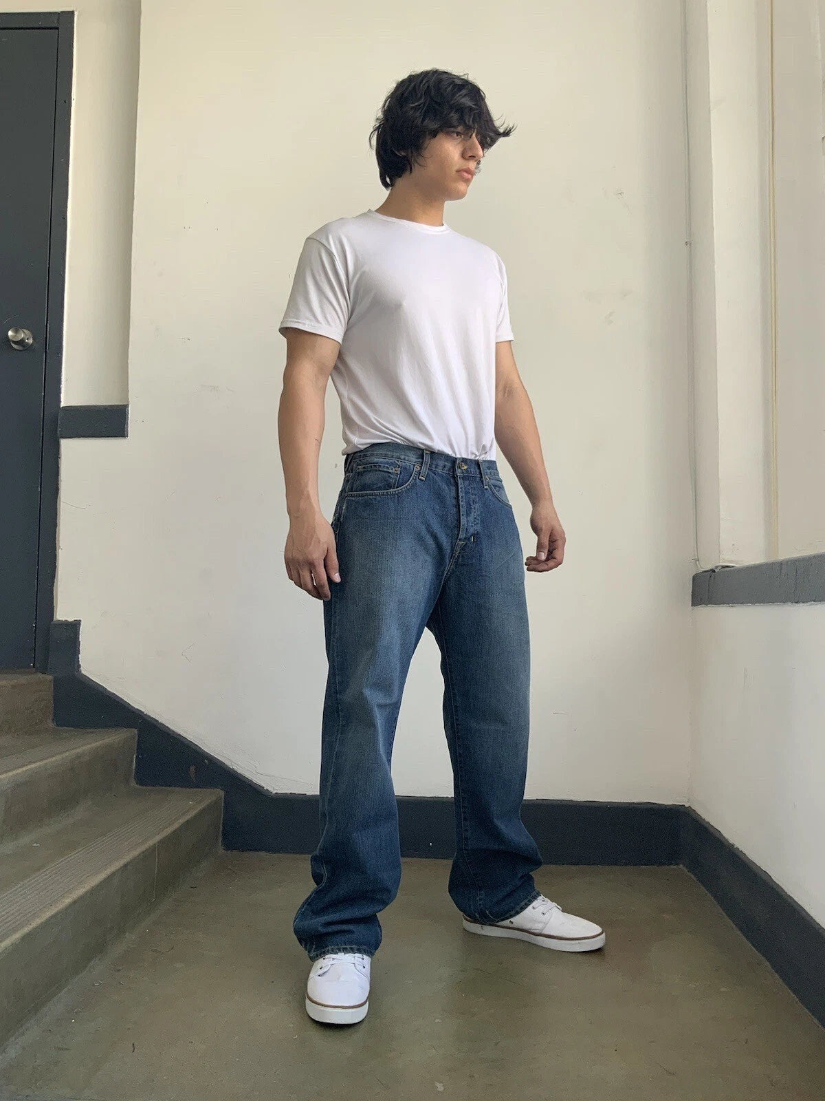 Men's VonDutch Blue | Yellow Signature Pockets Button Fly Jeans