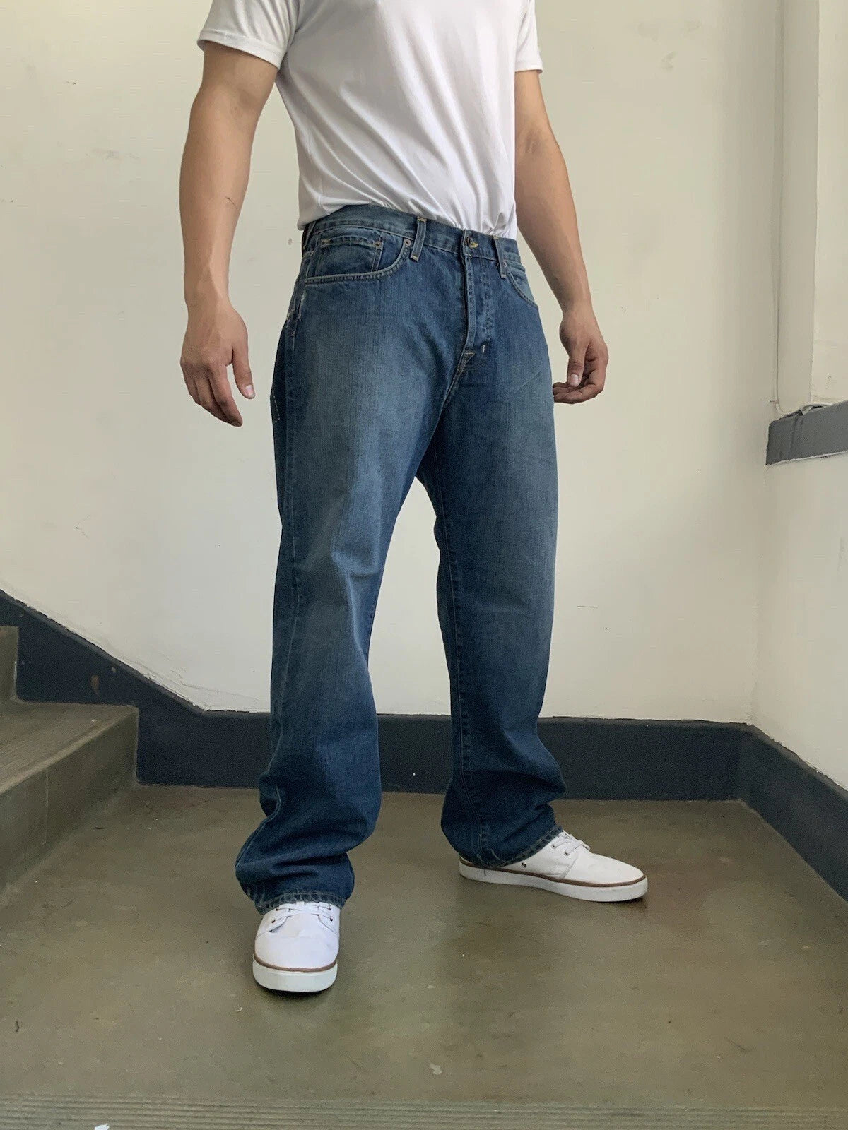 Men's VonDutch Blue | Yellow Signature Pockets Button Fly Jeans