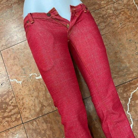 Women's Von Dutch Red Fashion Denim Pants