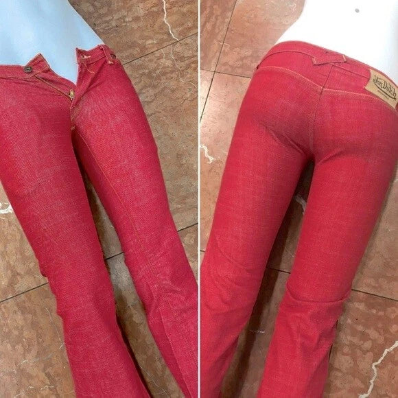 Women's Von Dutch Red Fashion Denim Pants