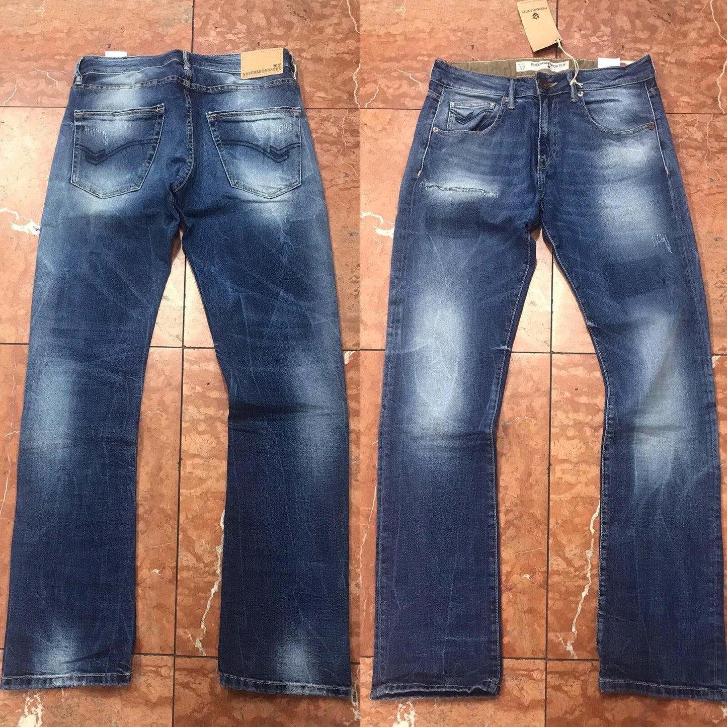 Men's Freeman T. Porter Blue Washed Fashion Denim Pants