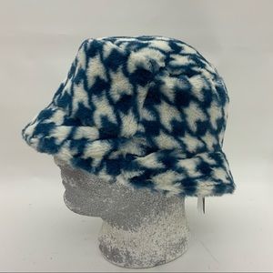 Men's Kangol HoundStooth Faux Fur Teal | White Casual Bucket Hats NWT