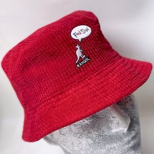 Men's Kangol Red Reversible Fred Segal Corduroy Bucket Hat NWT