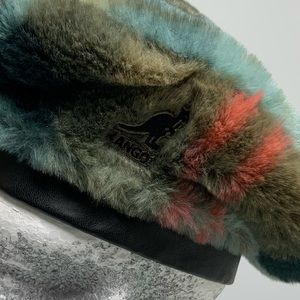 Men's Kangol Plaid Faux Fur Olive Green | Turquoise | Orange | Black Beret Hat NWT