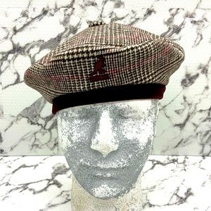 Men's Kangol Brown | White | Burgundy Show Your Teeth Beret Hat NWT