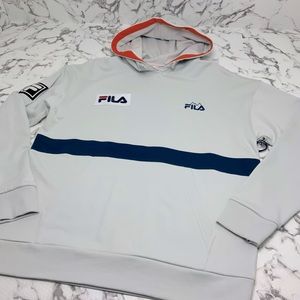 Men's Fila Lt Grey Pullover Hooded Tracksuits Outfits Sets NWT