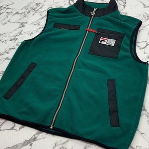 Men's Fila Green | Black Full Zip Fleece Vest Casual Tracksuits Outfits Sets NWT