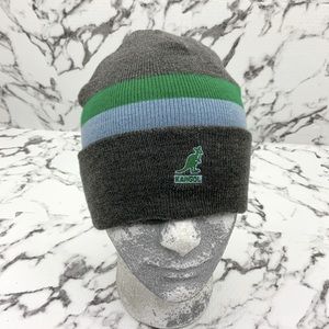 Men's Kangol Grey | Sky Blue | Lime Green Dual Striped Beanie NWT