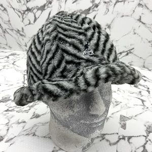 Men's Kangol Grey | Black Faux Fur Fuzzy Casual Bucket Hat NWT