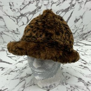 Men's Kangol Fuzzy Brown Leopard Faux Fur Casual Hat NWT