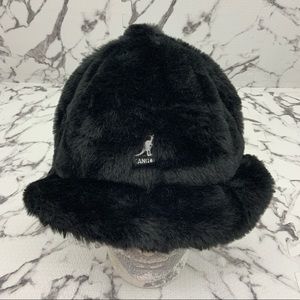 Men's Kangol Faux Fur Fuzzy Black Bucket Hats NWT