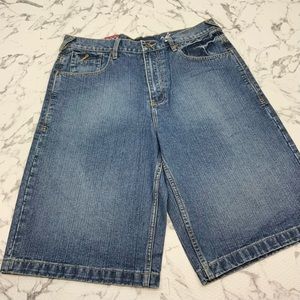 Men's Phat Farm Mid Blue All Over Denim Shorts NWT