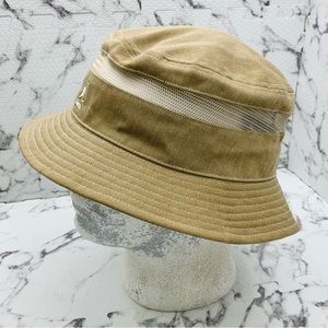 Men's Kangol Distressed Cotton Khaki Mesh Bucket Hat NWT