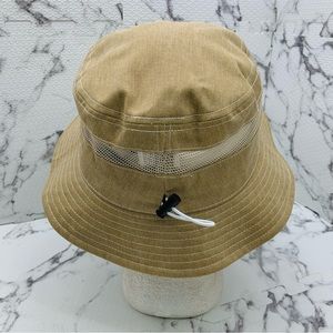 Men's Kangol Distressed Cotton Khaki Mesh Bucket Hat NWT