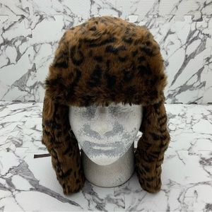 Men's Kangol Leopard Faux Fur Trapper Hat NWT