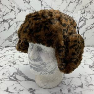 Men's Kangol Leopard Faux Fur Trapper Hat NWT