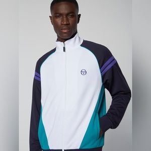 Men’s Sergio Tacchini Navy | White | Aqua | Purple Striped Casual Tracksuit NWT