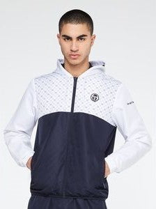 Men’s Sergio Tacchini White | Navy Windbreaker Hoodie Casual Tracksuit NWT