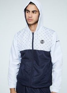 Men’s Sergio Tacchini White | Navy Windbreaker Hoodie Casual Tracksuit NWT