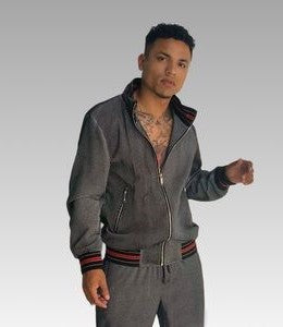 Men's Manzini Dk Grey | Black | Red Mesh Casual Tracksuit Outfits Sets NWT