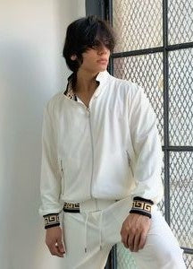 Men's Manzini Off White | Black | Gold Mesh Casual Tracksuit Outfits Sets NWT