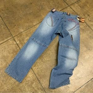 Men's Phat Farm Mid Blue Sandblast Spikes Denim Pants NWT