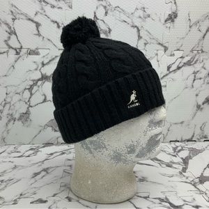 Men's Kangol Pom Pom Cuff Pull On Black Casual Beanies NWT