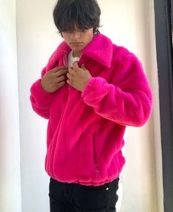 Men's Fashion Hot Pink Faux Fur Fuzzy Coat NWT