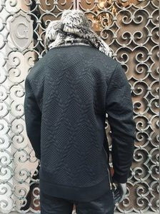 Men’s Makobi Black | Grey Faux Fur Quilted Pullover Hoodie NWT