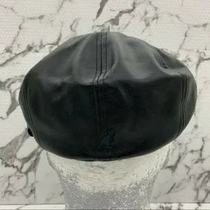 Men's Kangol Faux Black Leather Ripley Beret Hat NWT