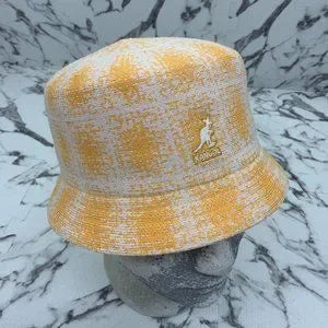 Men's Kangol Grunge Plaid Bin Yellow | White Casual Bucket Hats NWT