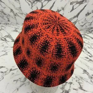 Men's Kangol Burn Orange | Black Grunge Plaid Bin Bucket Hat NWT