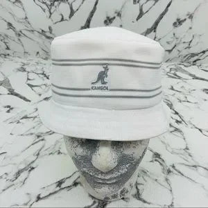 Men's Kangol Old School Stripe White | Grey Casual Bucket Hats NWT