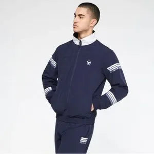 Men’s Sergio Tacchini Navy | White & Pastel Stripes Soft Windbreaker Tracksuit NWT