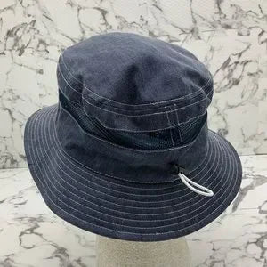 Men's Kangol Distressed Cotton Denim Blue Mesh Bucket Hat NWT