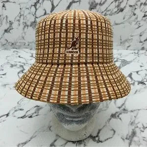 Men's Kangol Prep Plaid Gardenia | Wheat | Rust | Peach Lahinch Bucket Hat NWT