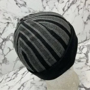 Men's Kangol Black | Grey Rib Stripe Rev Cuff Pull On Beanies NWT