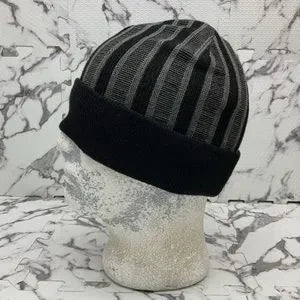 Men's Kangol Black | Grey Rib Stripe Rev Cuff Pull On Beanies NWT