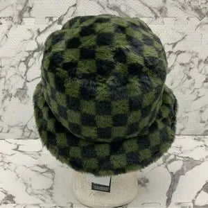 Men's Kangol Faux Fur Black | Green Checkers Lahinch Fuzzy Hat NWT