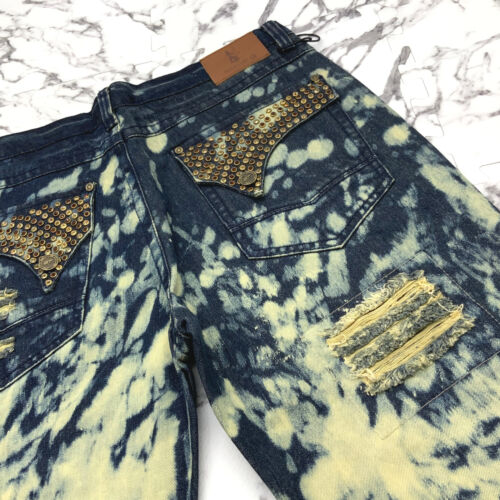 Men’s Fashion Dark Yellow Vintage Studed Denim Shorts