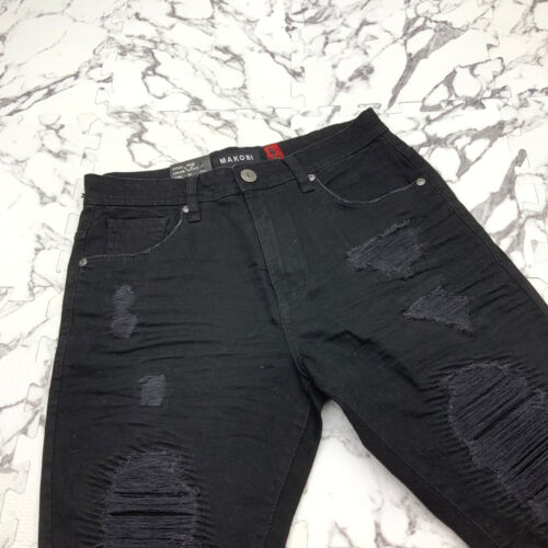 Men's Fashion Jet Black Ripped Denim Short