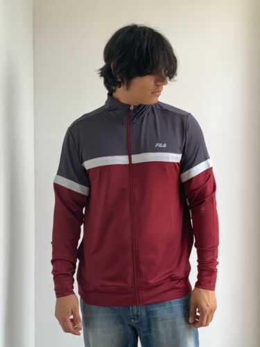 Men’s Fila Charcoal Grey Burgundy Track Jacket