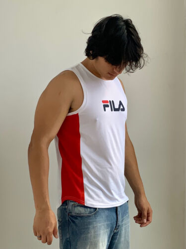 Men's Fila White Navy Red Tank Top