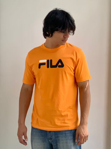 Men's Fila Orange Black White Short Sleeve Tee Shirt