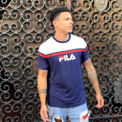 Men's Fila White | Red | Navy Fashion Short Sleeve Tee Shirt