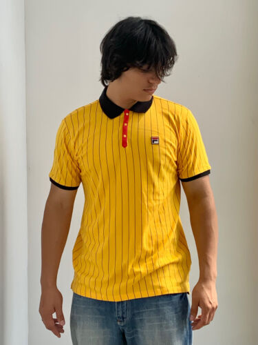 Men’s Fila Yellow Navy Red Short Sleeve Polo Shirt