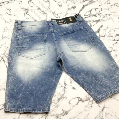 Men’s Fashion Medium Sandblast Ripped Denim Shorts